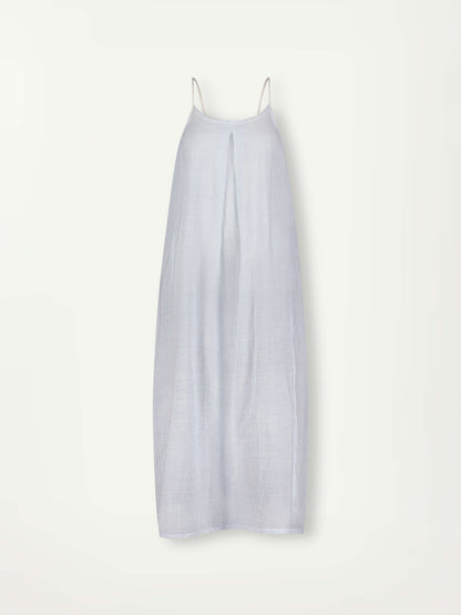 Product Front Shot of lemlem Nia Slip Dress featuring airy gauze fabric in a delicate pale blue color.
