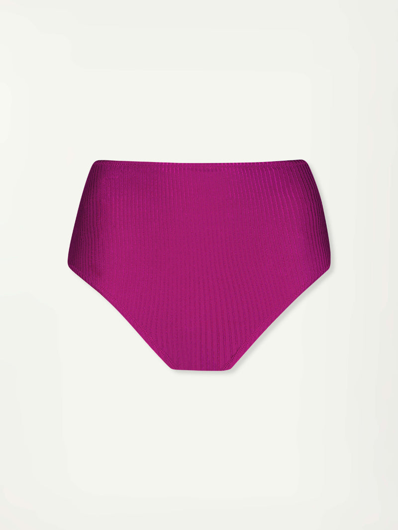 Product Front Shot of  lemlem ELSI High Waist Bottom featuring rich, opulent berry color 