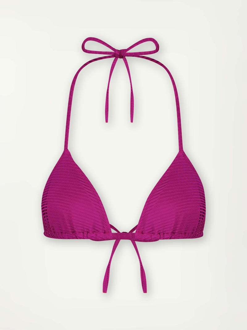 Product Front Shot of  lemlem MALIA Triangle Top featuring rich, opulent berry color